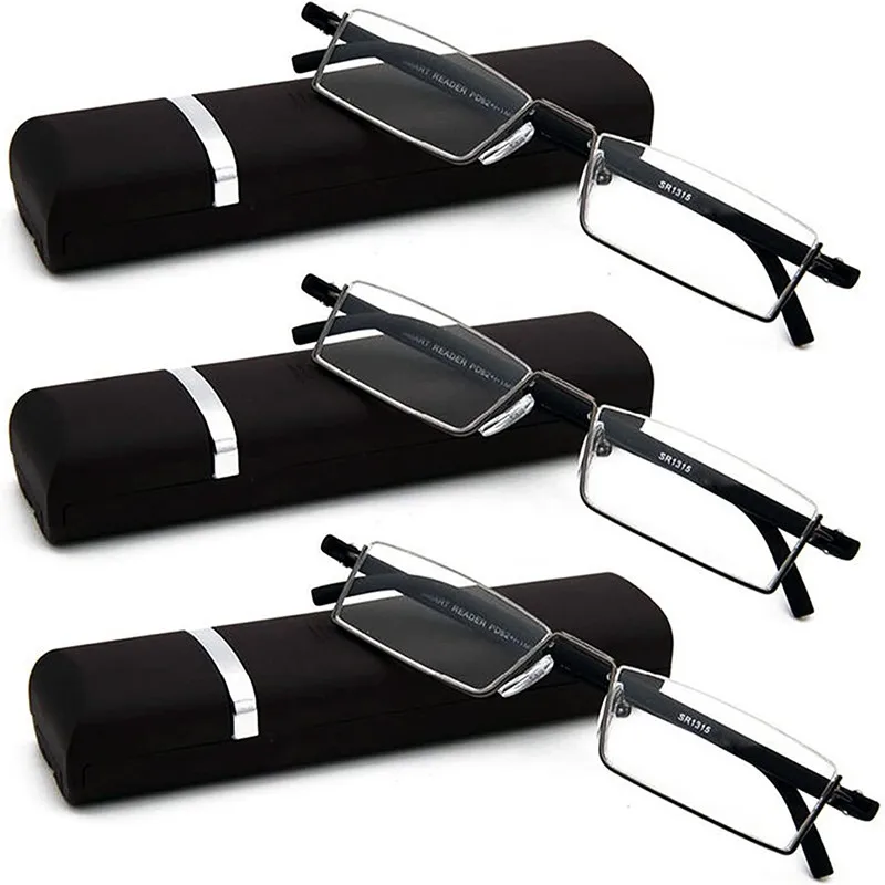 Flexible Half Frame Reading Glasses with Box Men Women Portable Anti-blue Eyeglasses Unisex Presbyopia Eyewear +1.0 To +4.0