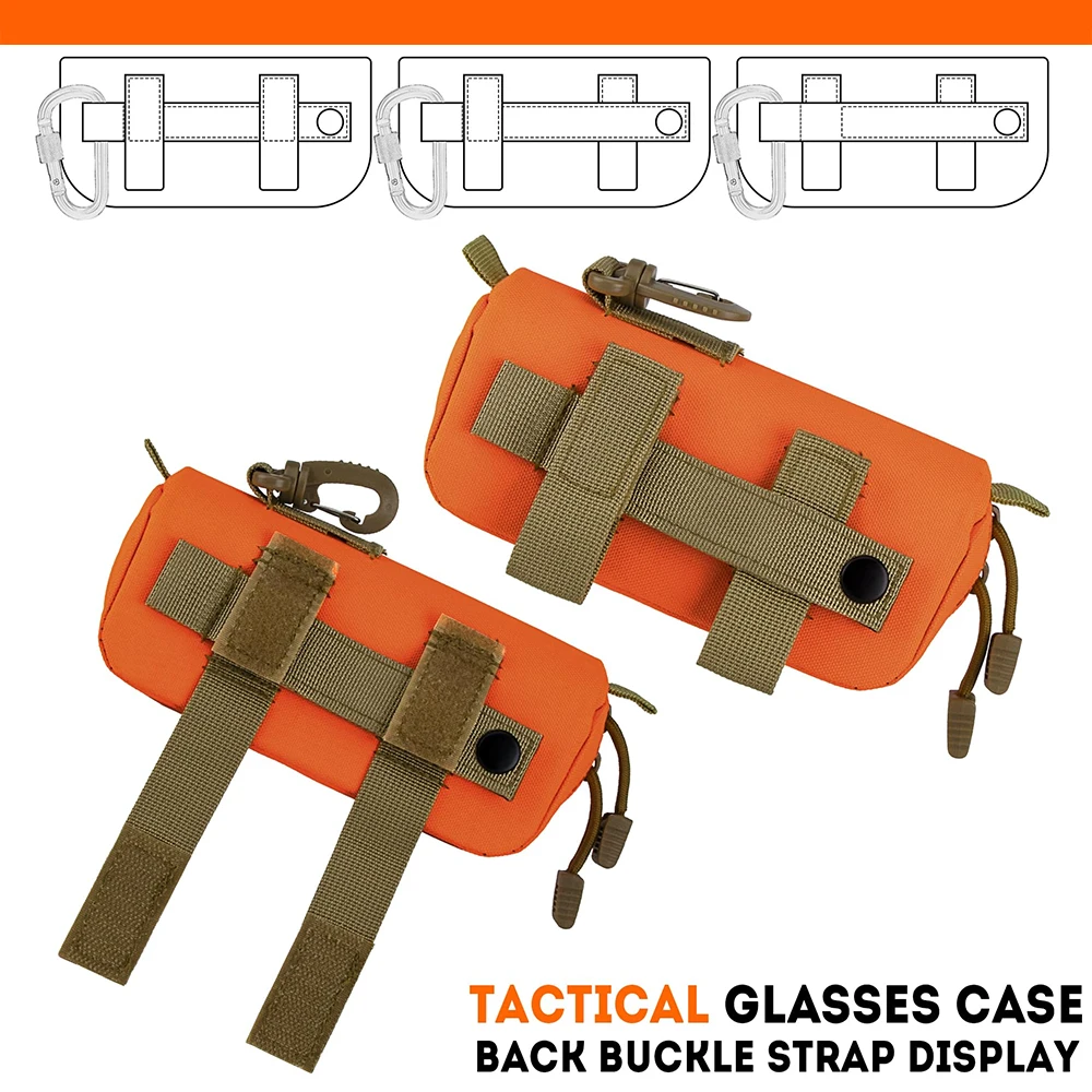 Tactical MOLLE Sunglass Case Semi-Hard Shell Eyewear Pouch with Clip Anti-Crush & Universal Fit for Glasses & Sunglasses