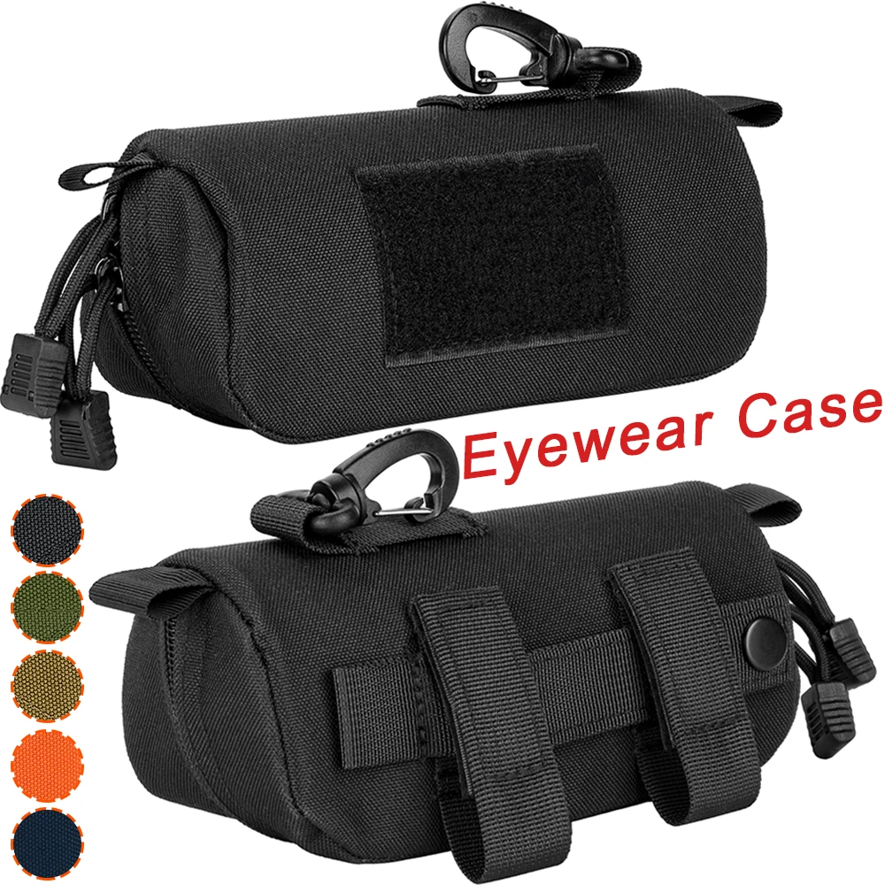 Tactical MOLLE Sunglass Case Semi-Hard Shell Eyewear Pouch with Clip Anti-Crush & Universal Fit for Glasses & Sunglasses