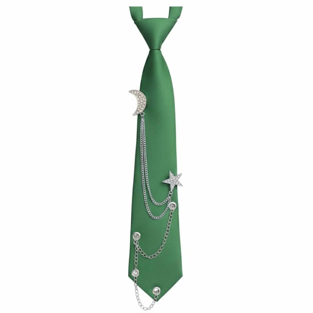 Punk Vintage Style Pre Tied Necktie Star Chain Vintage JK Uniform Tie Adjustable Student Uniform Tie for Men Women