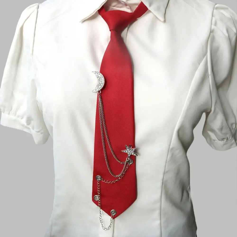 Punk Vintage Style Pre Tied Necktie Star Chain Vintage JK Uniform Tie Adjustable Student Uniform Tie for Men Women
