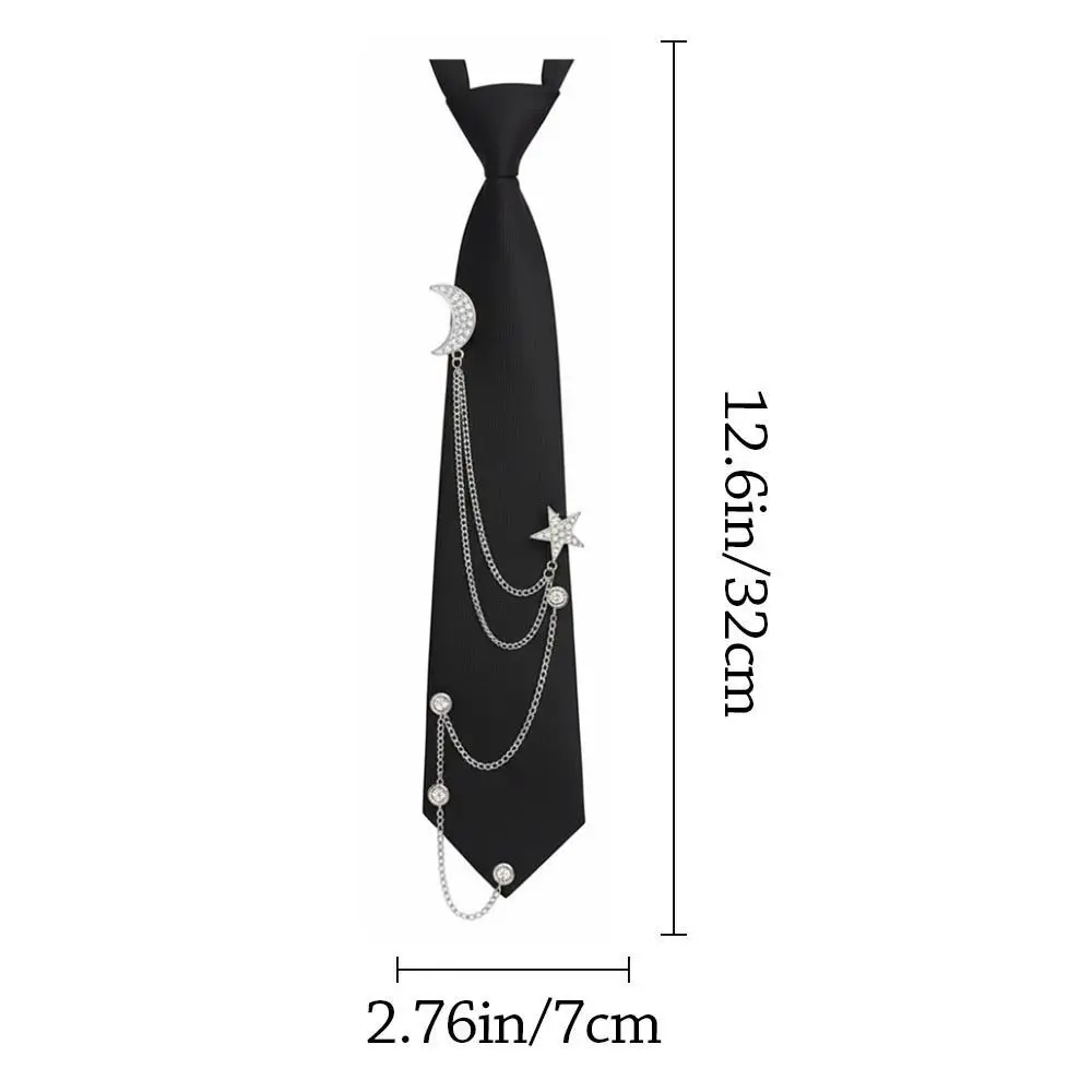 Punk Vintage Style Pre Tied Necktie Star Chain Vintage JK Uniform Tie Adjustable Student Uniform Tie for Men Women