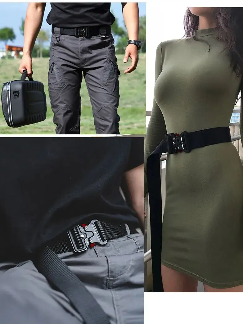 Tactical Belt Men's Multi-Functional Military Fan Canvas Belt Outdoor Artificial Nylon Training Belt 2 Pieces