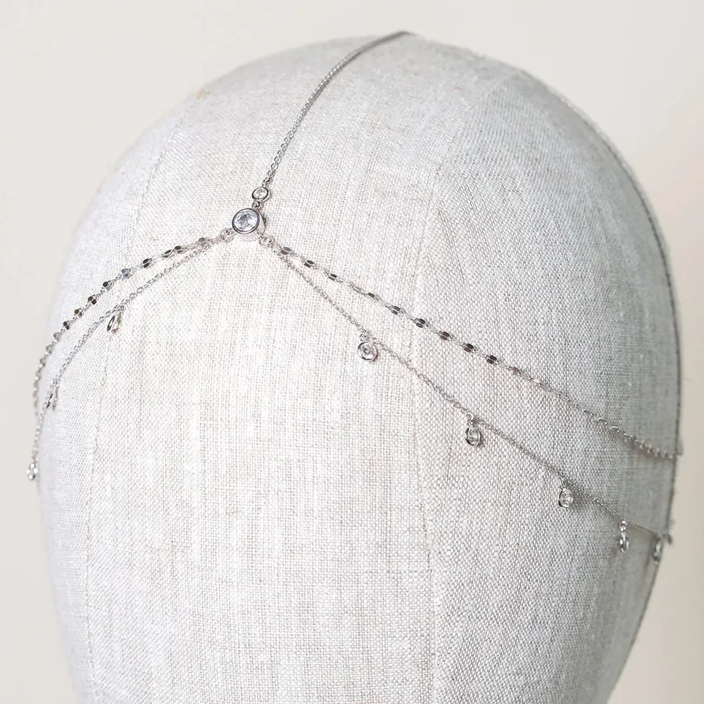 Fashion Boho Crystal Head Chain Wedding Hair Accessories Elegant Headpiece Bling Bridal Forehead Chain Indian Jewelry Gifts
