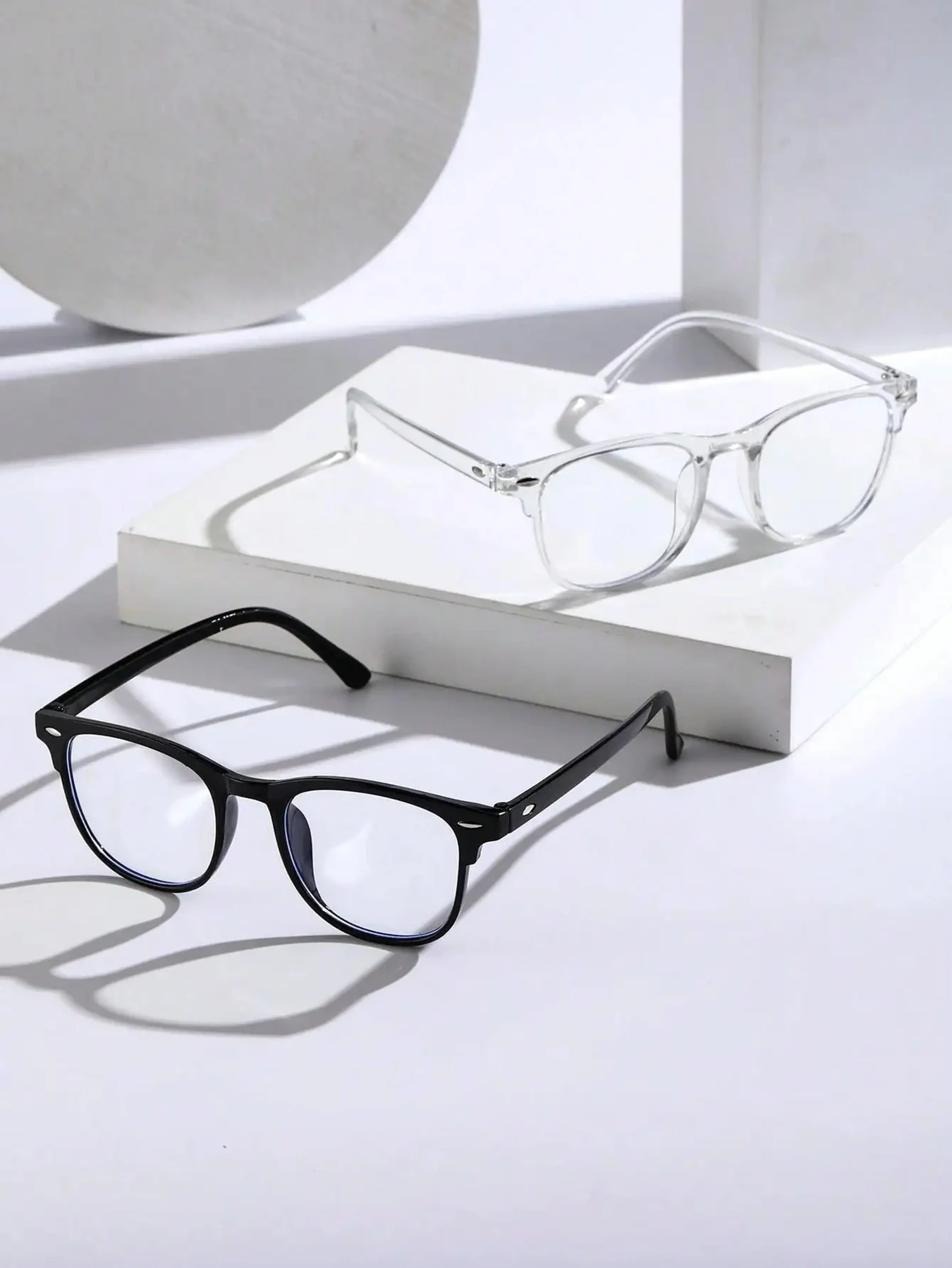 2PCS Unisex Square Plastic Frame Trendy Anti-Blue Light Clear Glasses For Back To School Clothing Accessories