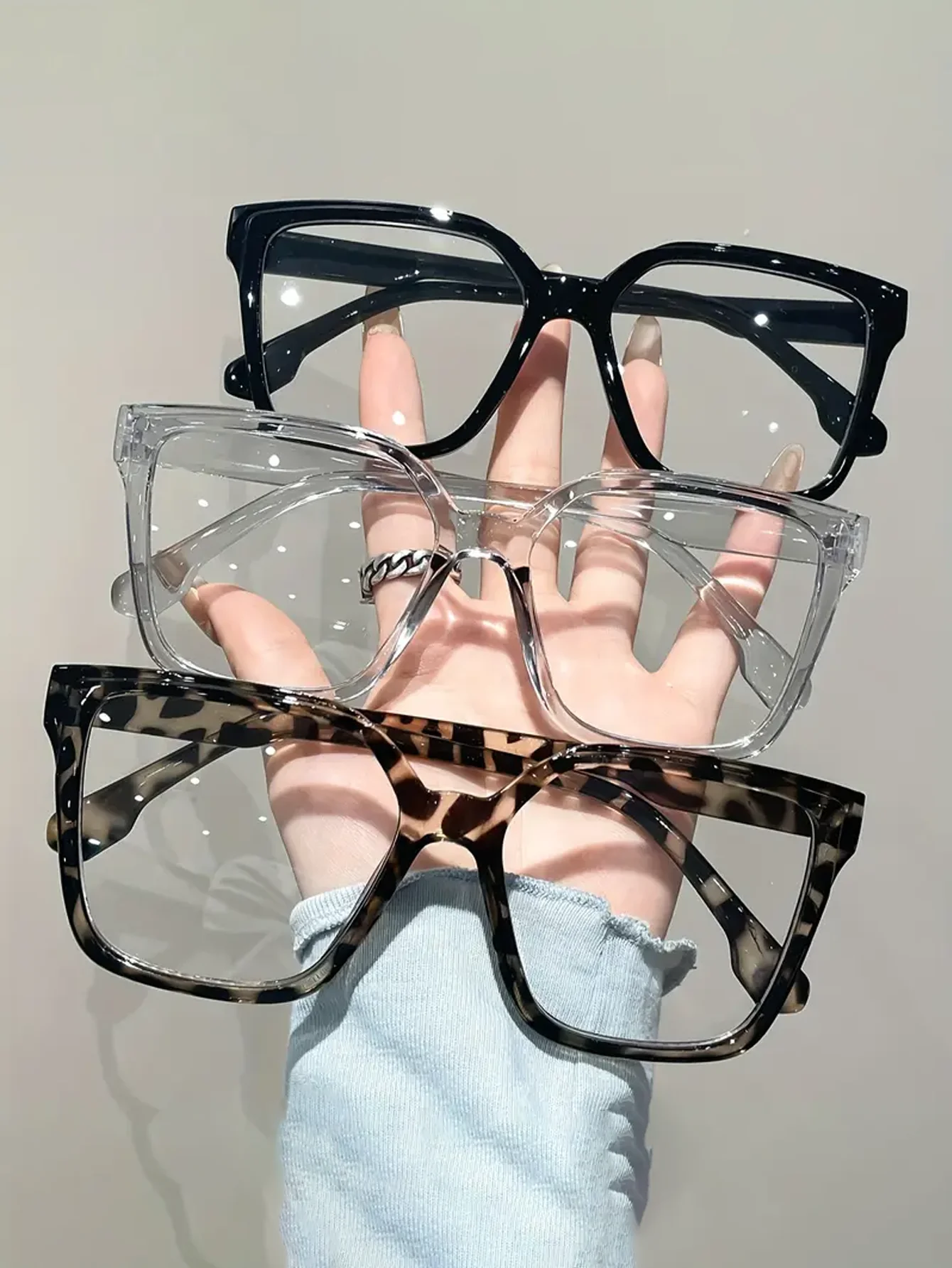 1Pc/2Pcs/3Pcs/4Pcs Elegant, Simple and Stylish Geometric Glasses with Transparent Lenses, Suitable for Daily Office Reading