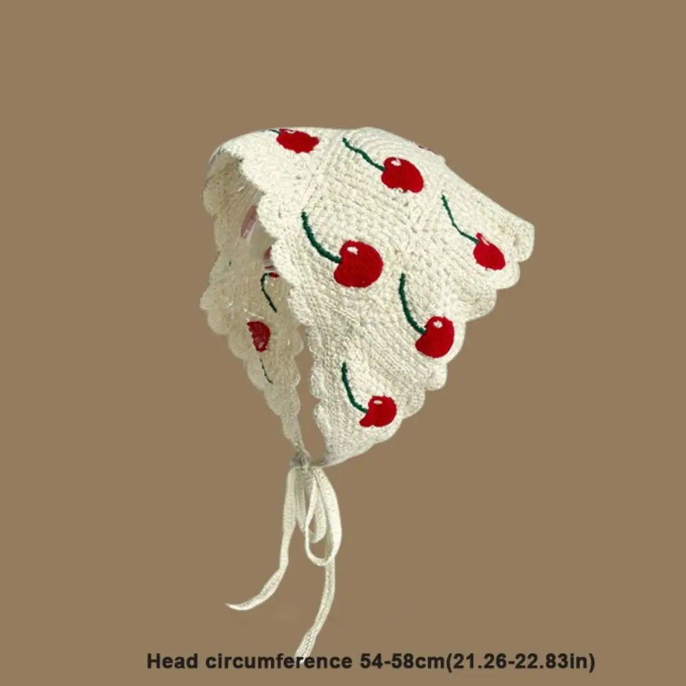 Retro Knitted Triangle Headband Crochet French Pastoral Style Girl Flower Headscarf Handmade Hollow Beach Vacation Headkerchief