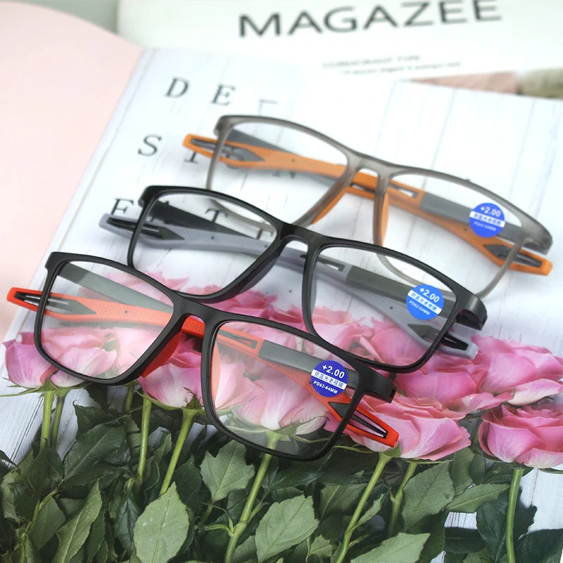TR90 Sport Reading Glasses Men Ultralight Anti Blue Light Presbyopia Eyeglasses Men's Hyperopia Optical Eyewear Diopters