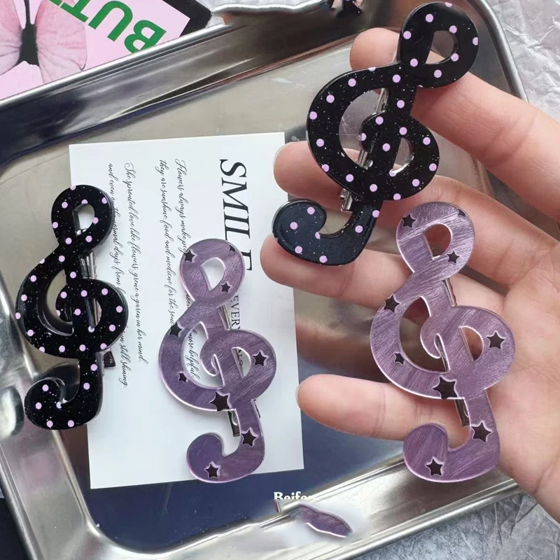 1/2pcs Y2K Style Musical Note Hair Clip Harajuku Hairclips Side Bangs Clip Sweet Girl Hairpin for Women Trendy Hair Accessories