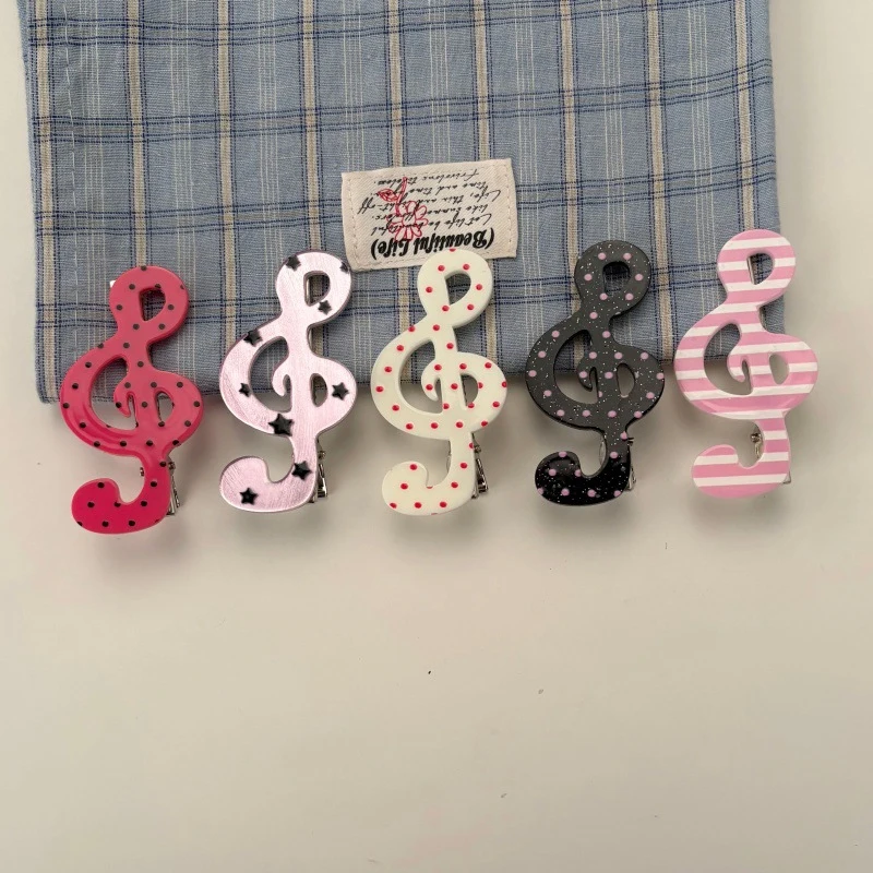 1/2pcs Y2K Style Musical Note Hair Clip Harajuku Hairclips Side Bangs Clip Sweet Girl Hairpin for Women Trendy Hair Accessories