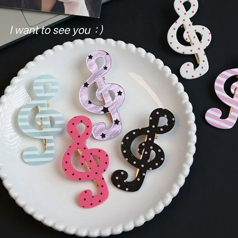 1/2pcs Y2K Style Musical Note Hair Clip Harajuku Hairclips Side Bangs Clip Sweet Girl Hairpin for Women Trendy Hair Accessories
