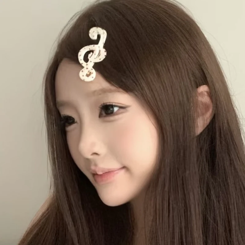 1/2pcs Y2K Style Musical Note Hair Clip Harajuku Hairclips Side Bangs Clip Sweet Girl Hairpin for Women Trendy Hair Accessories