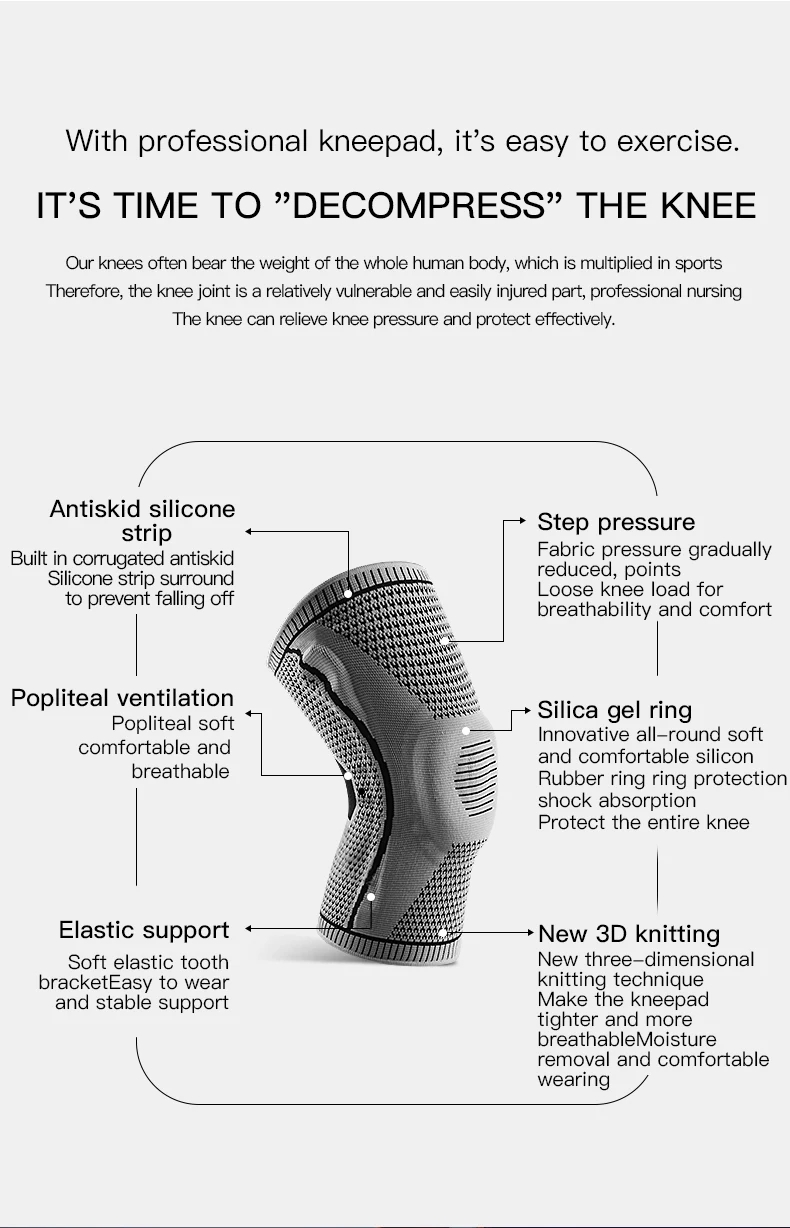 Double Compression Knee Sleeve Support for Knee Pain Sports Running Gym Joint Pain Relief Meniscus Tear Injury Recovery