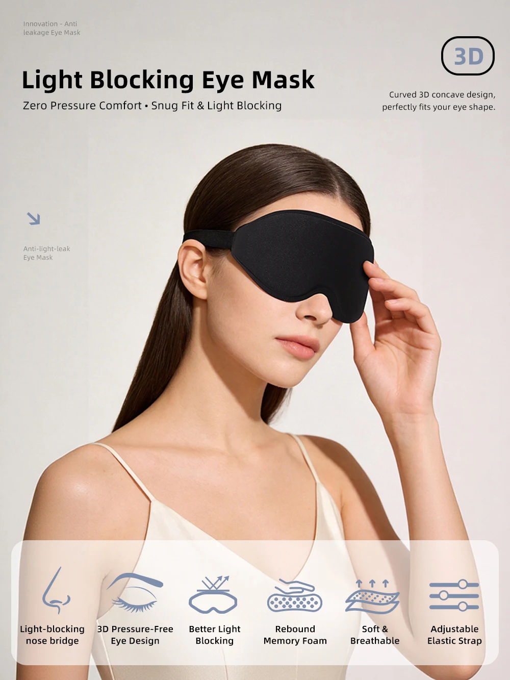 New 3D Sleep Eye Mask, Stereoscopic Men's and Women's Light Blocking Sleep Eye Mask, Travel Eye Mask