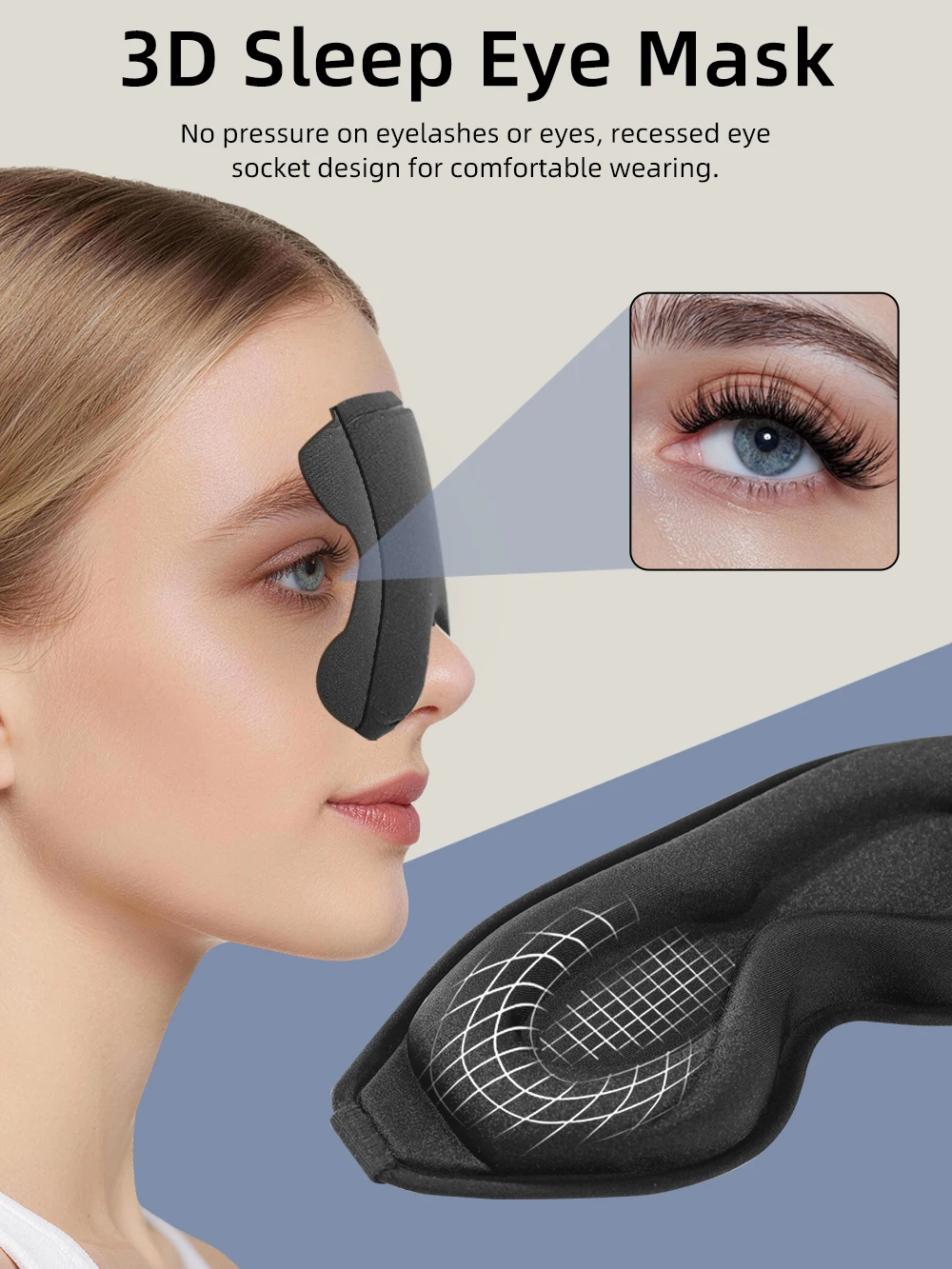 New 3D Sleep Eye Mask, Stereoscopic Men's and Women's Light Blocking Sleep Eye Mask, Travel Eye Mask