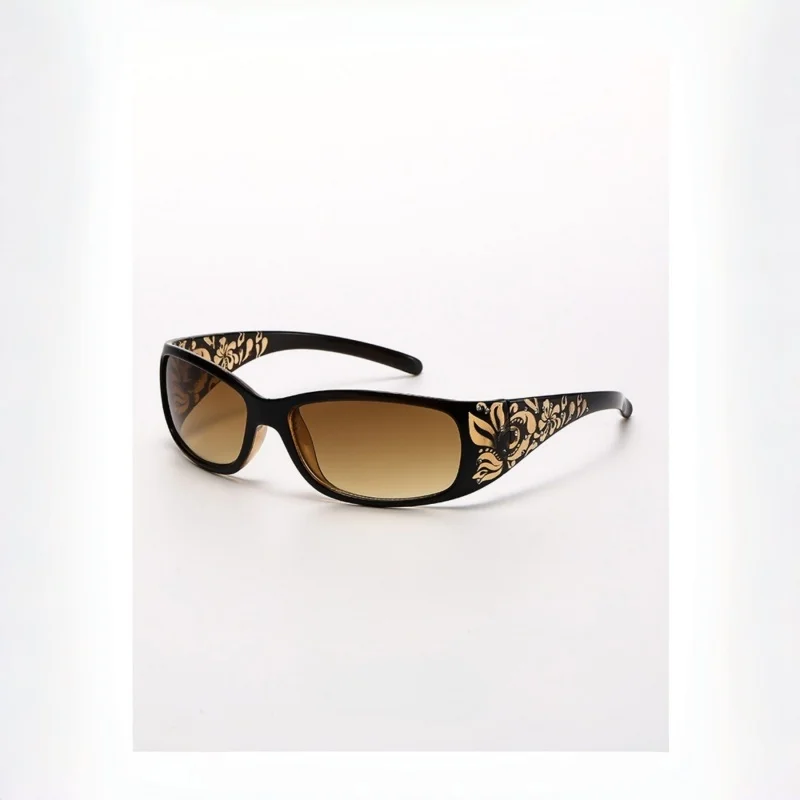 New Printed Diamond Studded Retro Cat Eye Women's Sunglasses Personalized And Trendy Outdoor Sun Protection Sunglasses