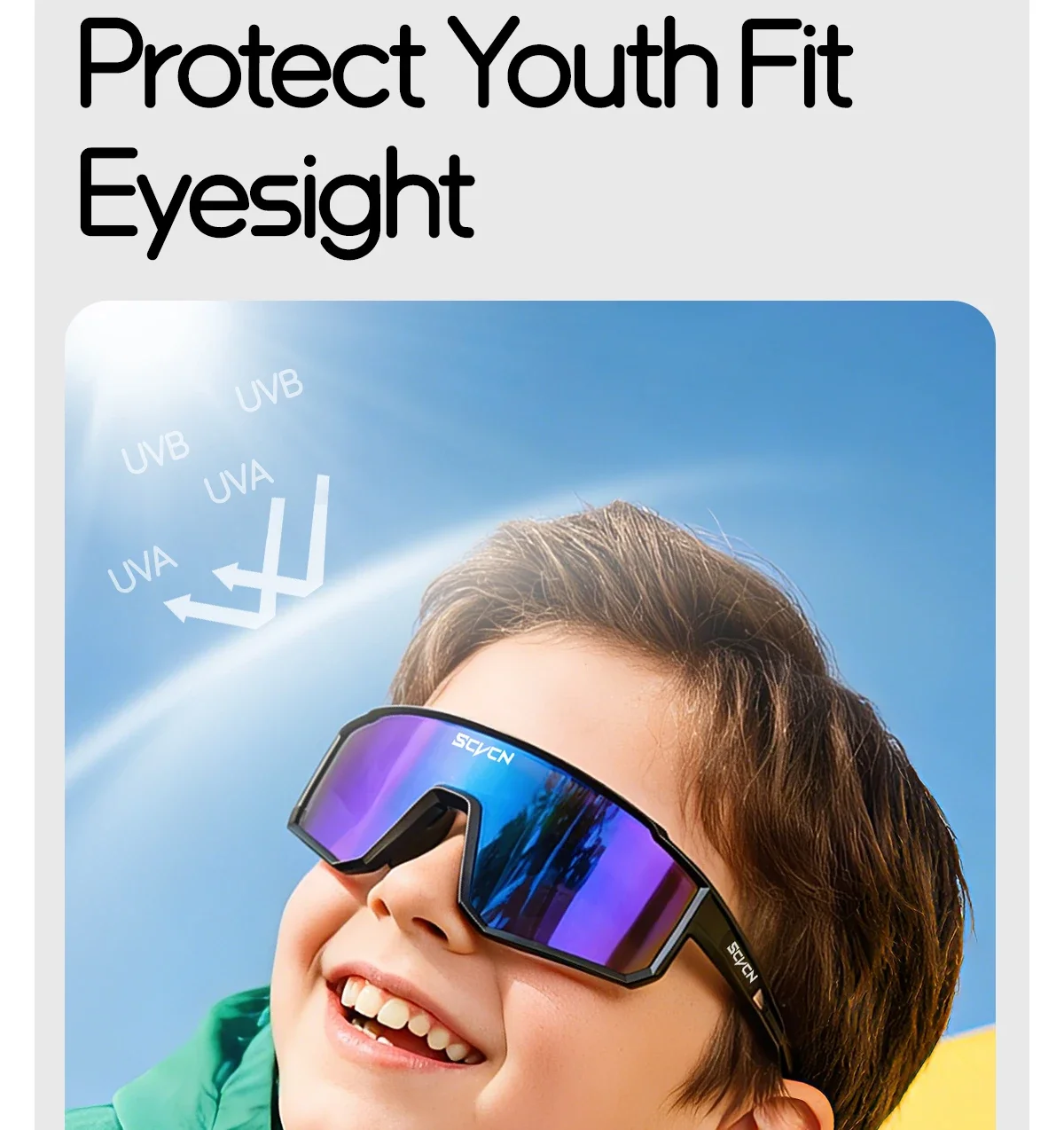 SCVCN Kids Fashion Sunglasses Photochromic UV400 Baseball Glasses Cycling Glasses for Boys Girls Camping Hiking Eyewear 2026