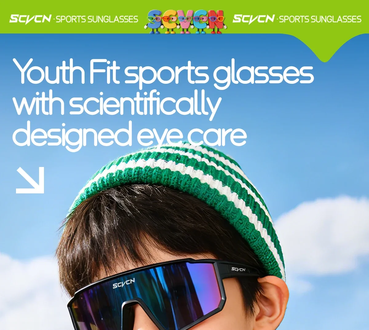 SCVCN Kids Fashion Sunglasses Photochromic UV400 Baseball Glasses Cycling Glasses for Boys Girls Camping Hiking Eyewear 2026