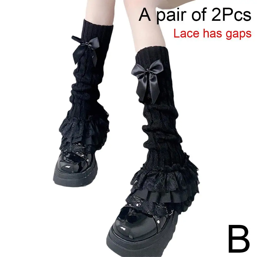 Cute Lace Flared Knitted Long Legs Warmers Harajuku Lolita Socks White Foot Cover Kawai Jk Calf Gaiters Sweet Legwarmers