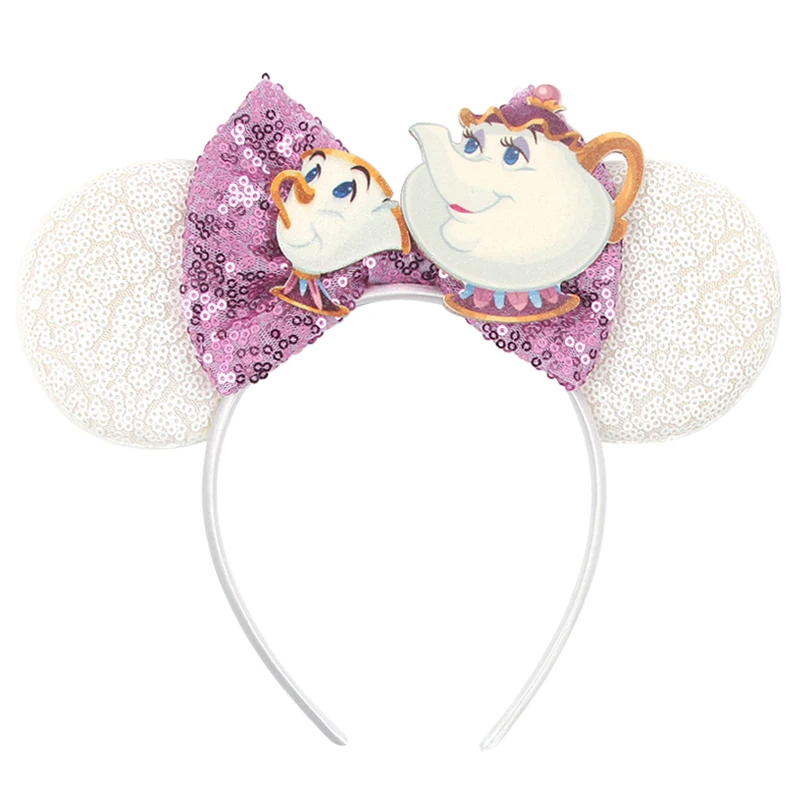 New Christmas Halloween Mouse Ears Headband Cartoon Sequin Bows Headband Birthday Party Princess Cosplay Costume For Women Adult