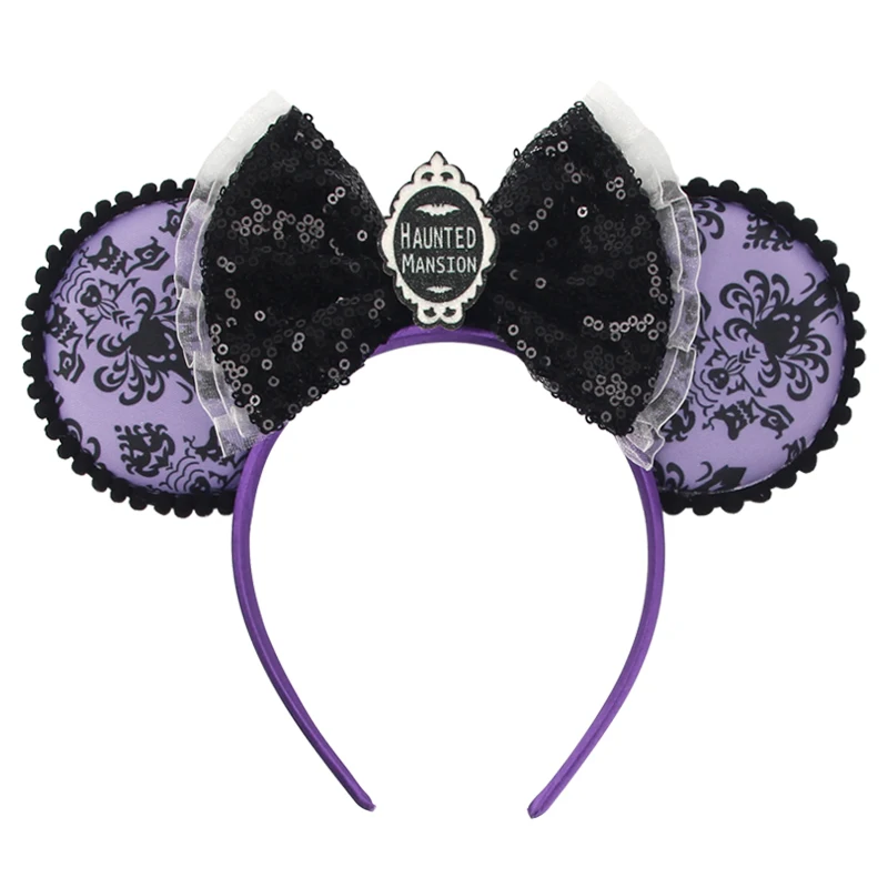 New Christmas Halloween Mouse Ears Headband Cartoon Sequin Bows Headband Birthday Party Princess Cosplay Costume For Women Adult