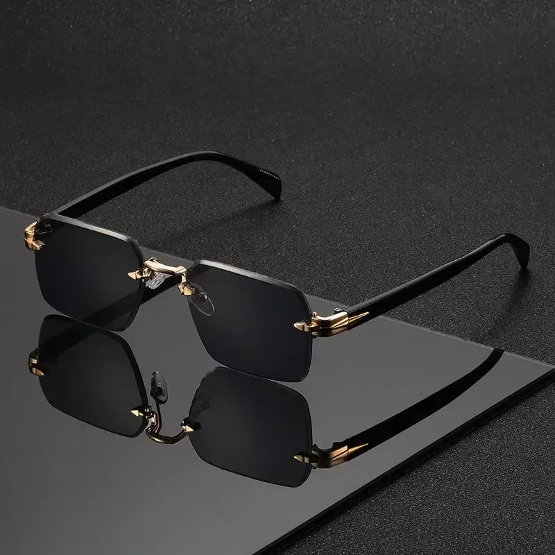 Rimless Sunglasses Rectangle Fashion Popular Women Men Shades Small Square Sun Glasses for Female Male Summer Traveling Oculos