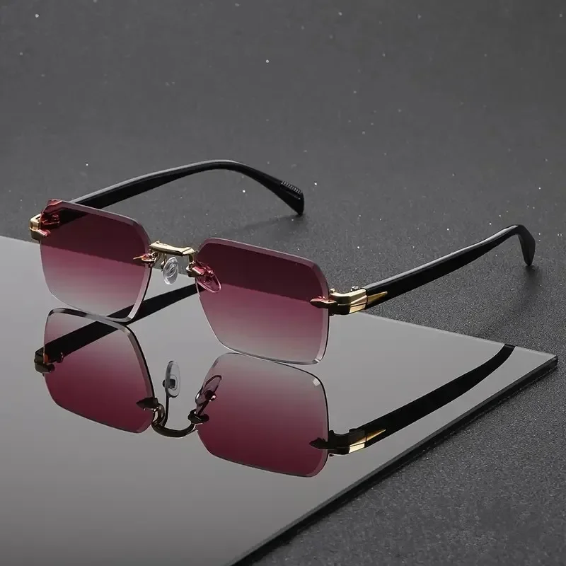 Rimless Sunglasses Rectangle Fashion Popular Women Men Shades Small Square Sun Glasses for Female Male Summer Traveling Oculos