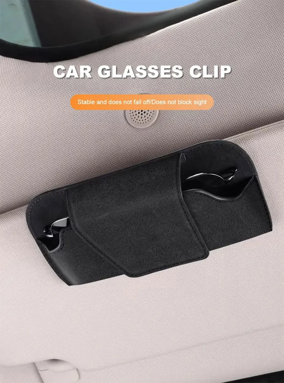 MJYIWANG Car Glasses Case Premium Suede/Leatherette Auto Sun Visor Glasses Holder Sunglasses Protective Case for Car Accessories