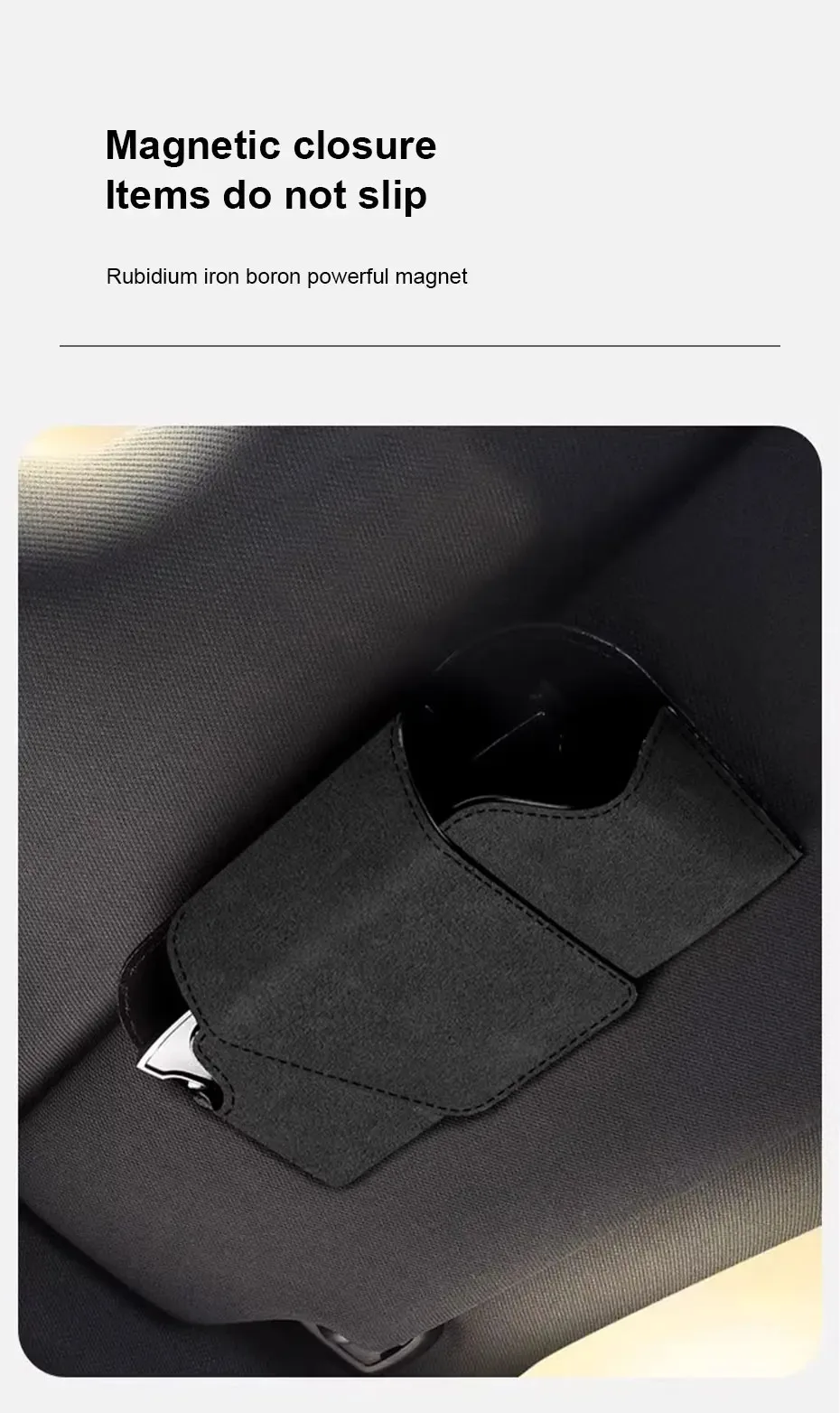 MJYIWANG Car Glasses Case Premium Suede/Leatherette Auto Sun Visor Glasses Holder Sunglasses Protective Case for Car Accessories