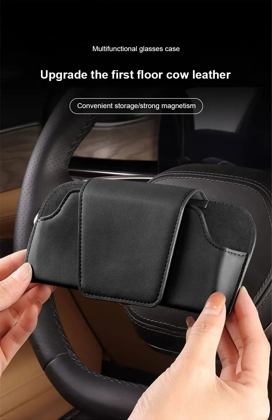 MJYIWANG Car Glasses Case Premium Suede/Leatherette Auto Sun Visor Glasses Holder Sunglasses Protective Case for Car Accessories