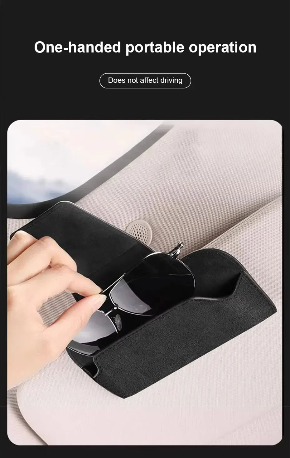 MJYIWANG Car Glasses Case Premium Suede/Leatherette Auto Sun Visor Glasses Holder Sunglasses Protective Case for Car Accessories