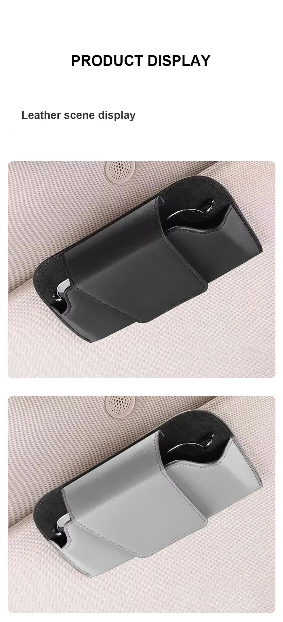 MJYIWANG Car Glasses Case Premium Suede/Leatherette Auto Sun Visor Glasses Holder Sunglasses Protective Case for Car Accessories