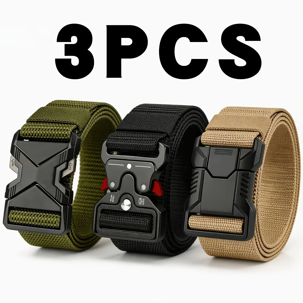 3pc Quick release tactical belts adjustable for outdoor use durable and thick multifunctional men belt Casual golf belts for men