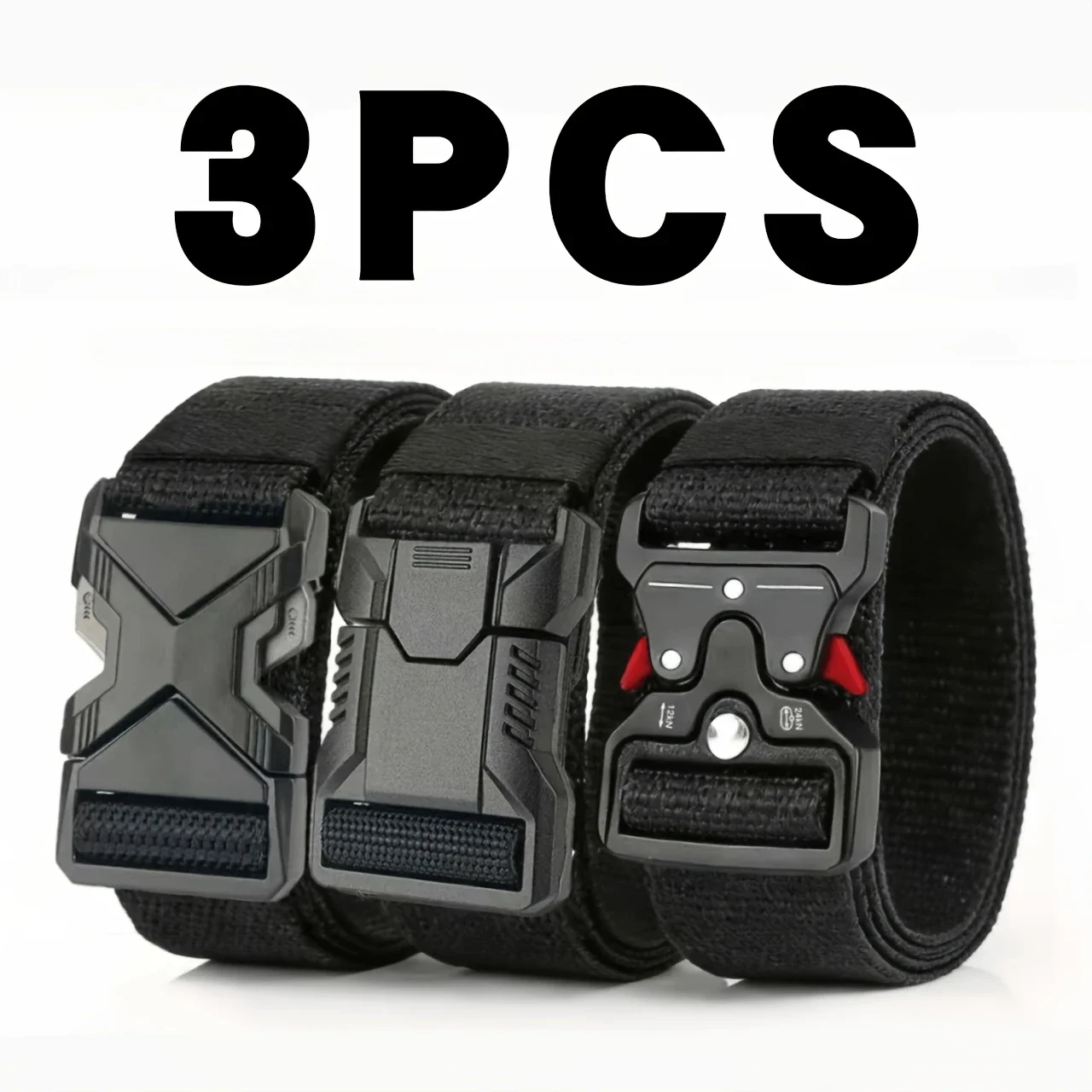 3pc Quick release tactical belts adjustable for outdoor use durable and thick multifunctional men belt Casual golf belts for men
