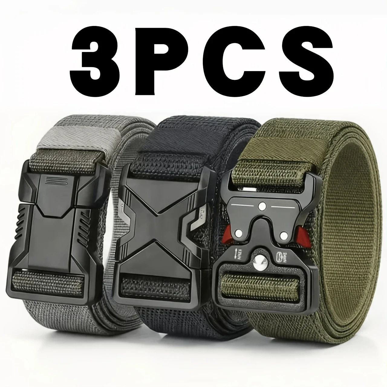 3pc Quick release tactical belts adjustable for outdoor use durable and thick multifunctional men belt Casual golf belts for men