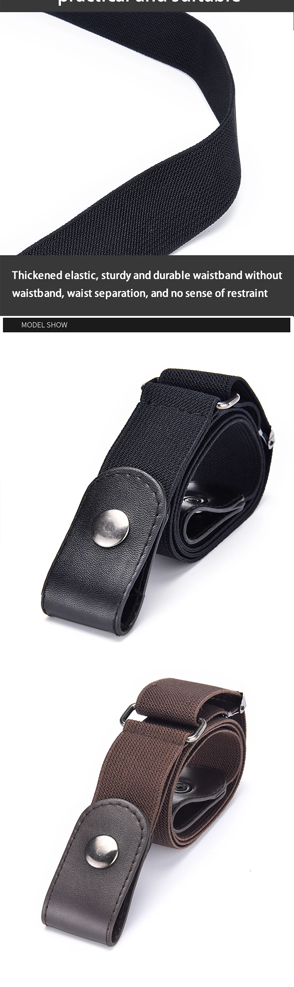 2pcs Adjustable Stretch Elastic Waist Band Invisible Belt Buckle-Free Belts for Women Men Jean Pants Dress No Buckle Easy ToWear