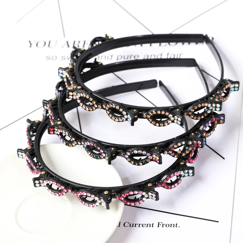 Hairbands Pearl Hair Hoop Double Layer Bands Clip Fashion Plastic Braided Headband New Knitting Womens Headwear Hair Accessories