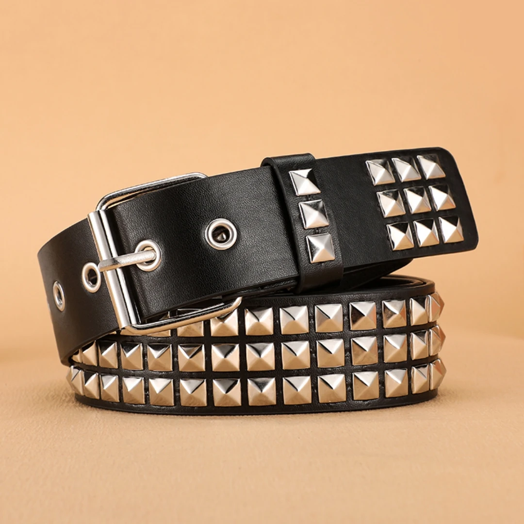 Trend Rivet Belt Heavy Metal Belt Men Women Punk Nightclub Rock Style Belt Jeans Belt Y2K Belt Fashion Decoration Women' Belt