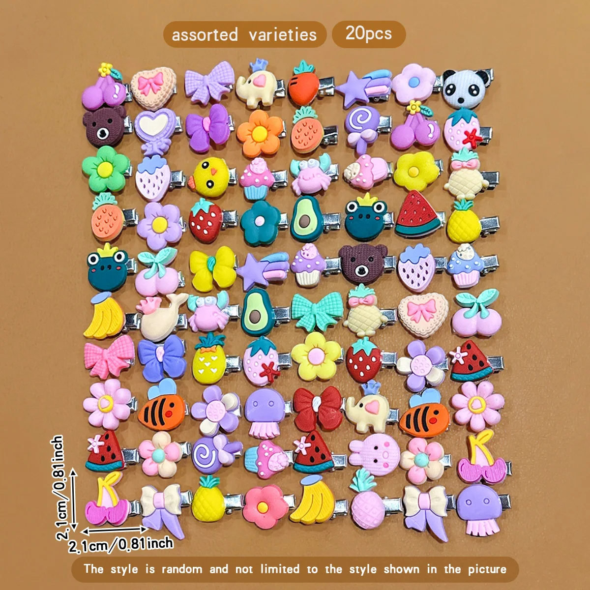 20 random cartoon cute hair clips suitable for daily hair accessories