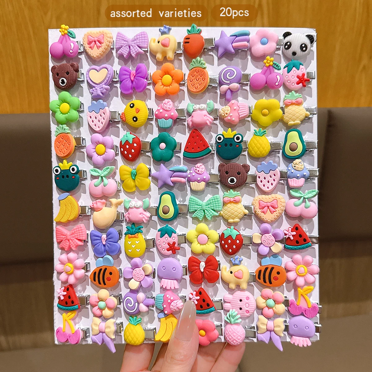 20 random cartoon cute hair clips suitable for daily hair accessories