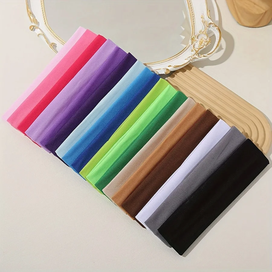 10PCS Women'S Elastic Headbands, Made of Woven Polyester, Non-Slip, Sweat-Absorbing, Suitable for Yoga, Running, And Sports