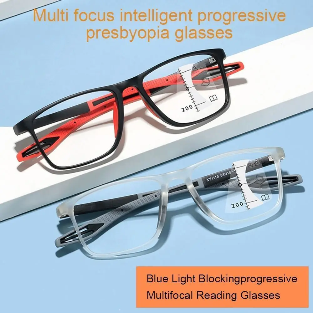 Soft Multifocal Progressive Reading Glasses TR90 Anti Blue Light Near Far Eyewear Men Women's Large Frame Farsight Eyeglasses 