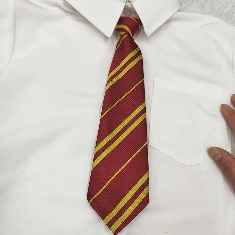 4colors Harried Poter Tie Magic School Narrow Striped Tie Halloween Cosplay Necktie Access Themed Party Costume Props 145cm