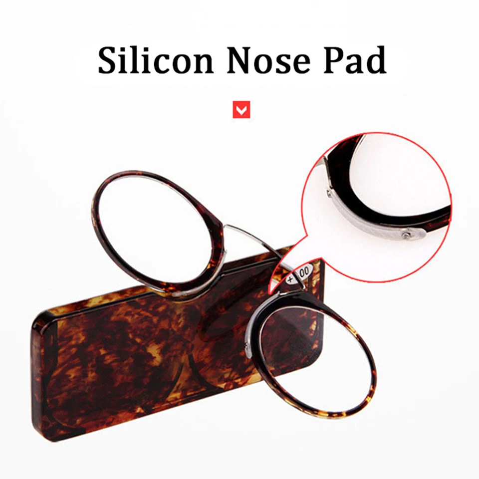 NONOR TR Clip Nose Bridge Mini Reading Glasses 1.0 To 3.5 Portable Presbyopic Glasses With Case