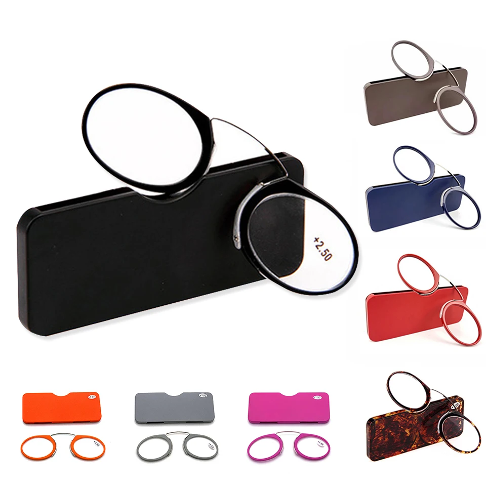 NONOR TR Clip Nose Bridge Mini Reading Glasses 1.0 To 3.5 Portable Presbyopic Glasses With Case