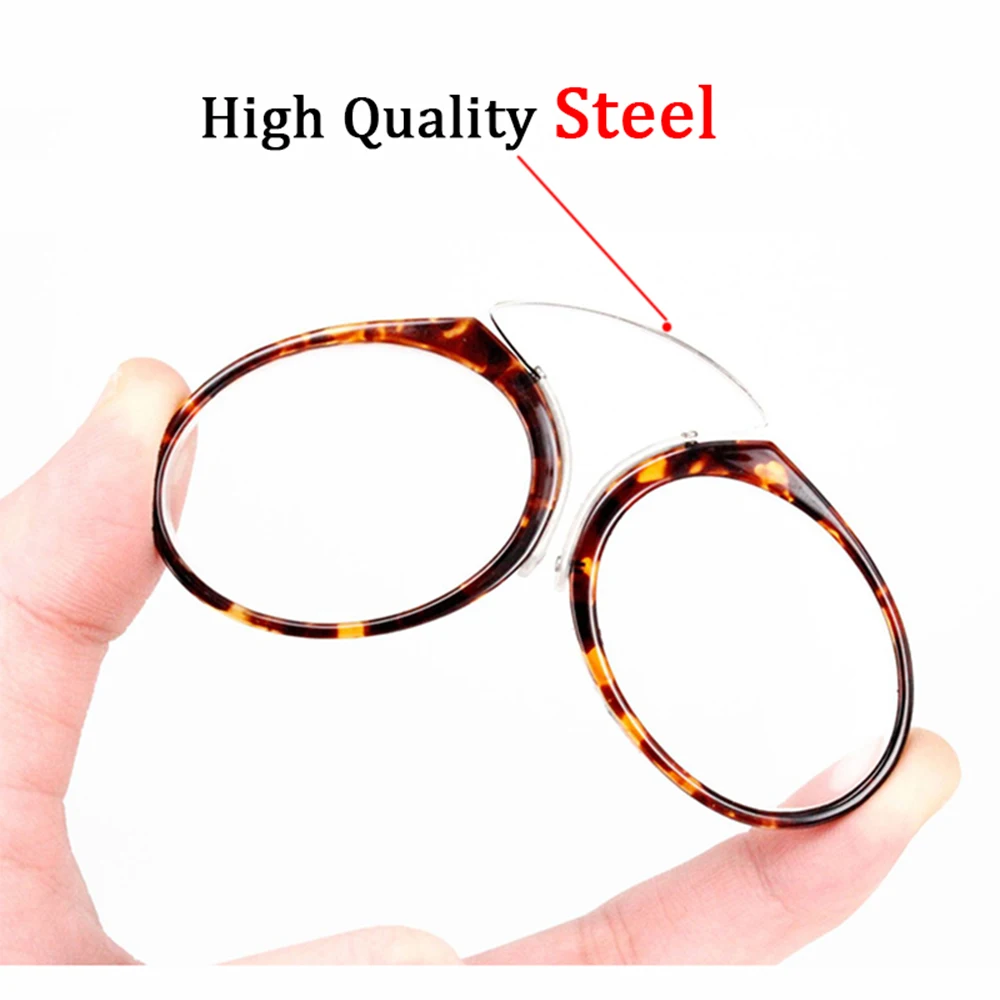 NONOR TR Clip Nose Bridge Mini Reading Glasses 1.0 To 3.5 Portable Presbyopic Glasses With Case