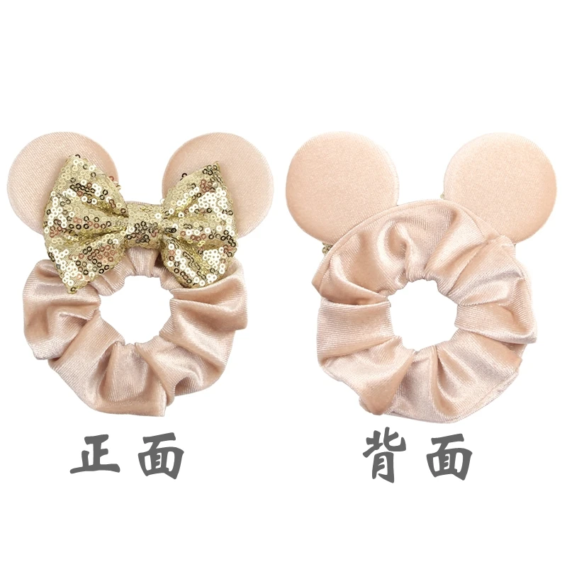 Fashion Mouse Ears Cartoon Hair Scrunchies Velvet Hairbands For Girls Sequins Bows Headband Women Kids Party DIY Decoration