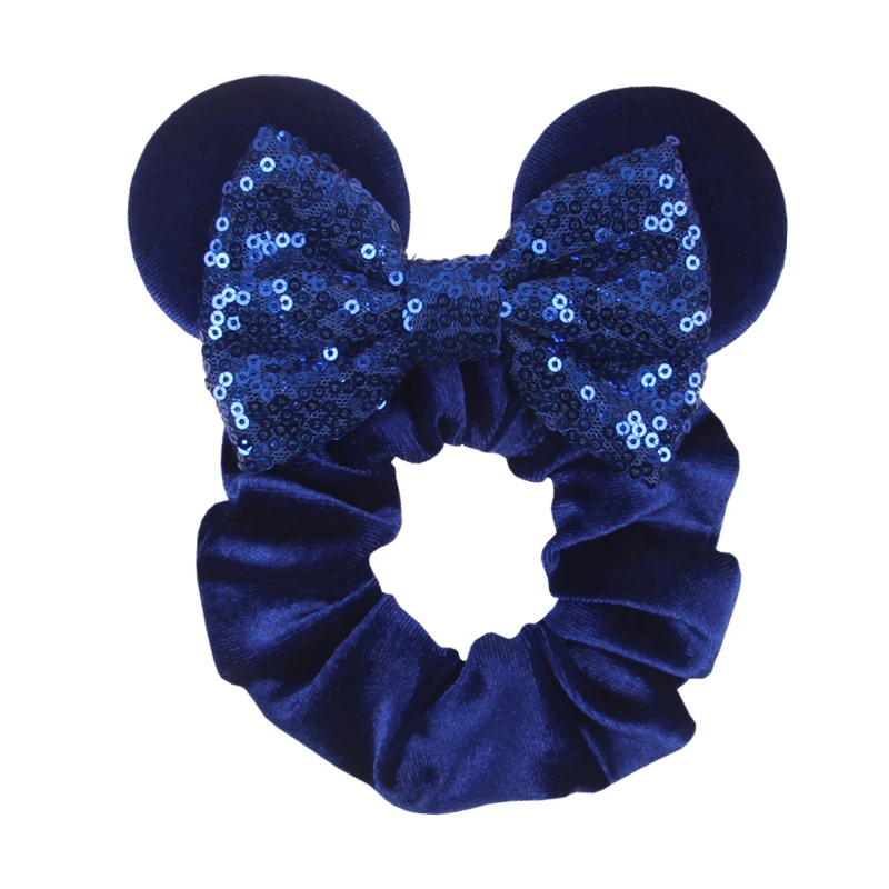 Fashion Mouse Ears Cartoon Hair Scrunchies Velvet Hairbands For Girls Sequins Bows Headband Women Kids Party DIY Decoration