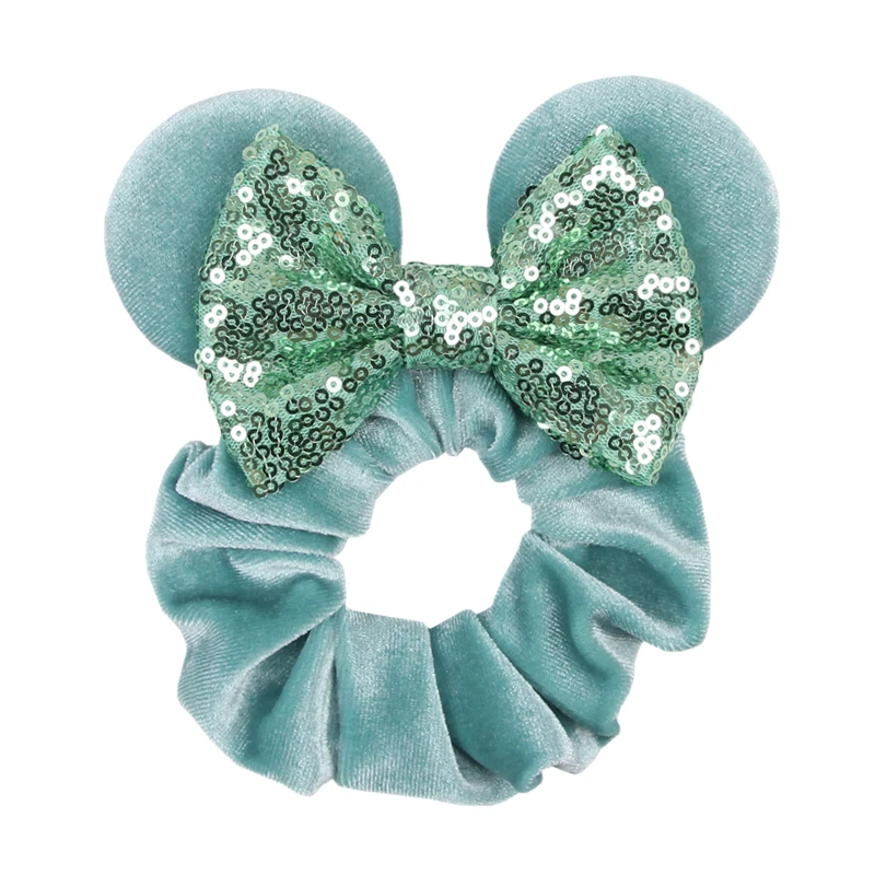 Fashion Mouse Ears Cartoon Hair Scrunchies Velvet Hairbands For Girls Sequins Bows Headband Women Kids Party DIY Decoration