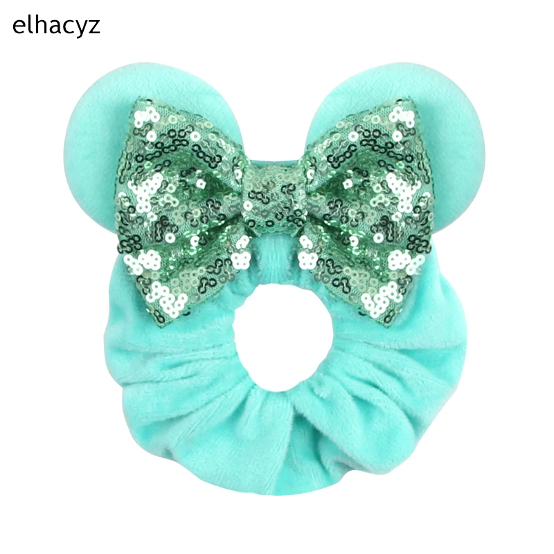 Fashion Mouse Ears Cartoon Hair Scrunchies Velvet Hairbands For Girls Sequins Bows Headband Women Kids Party DIY Decoration